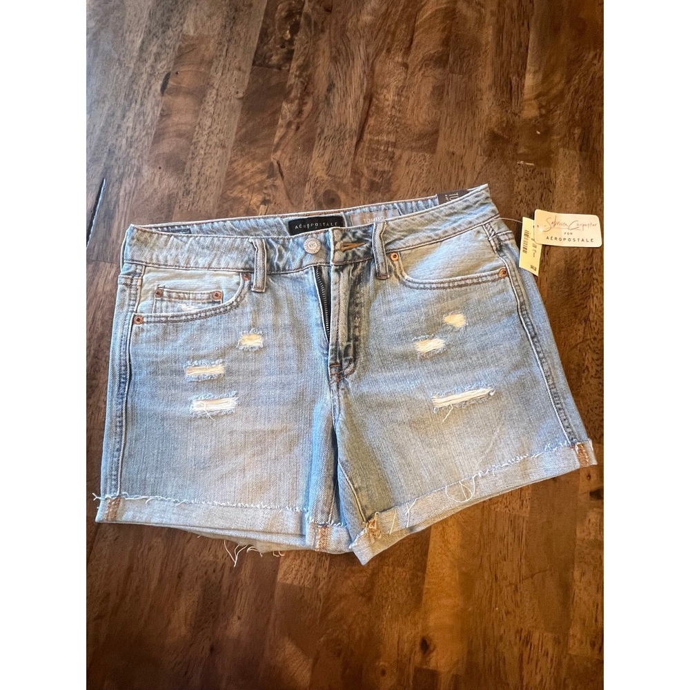 Aeropostale Tomboy Denim Jean Cutoff Cuffed Shorts size 2‎
